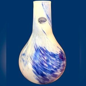 Vintage Murano Hand Blown Glass Vase, Made in Italy, Vetro Eseguito